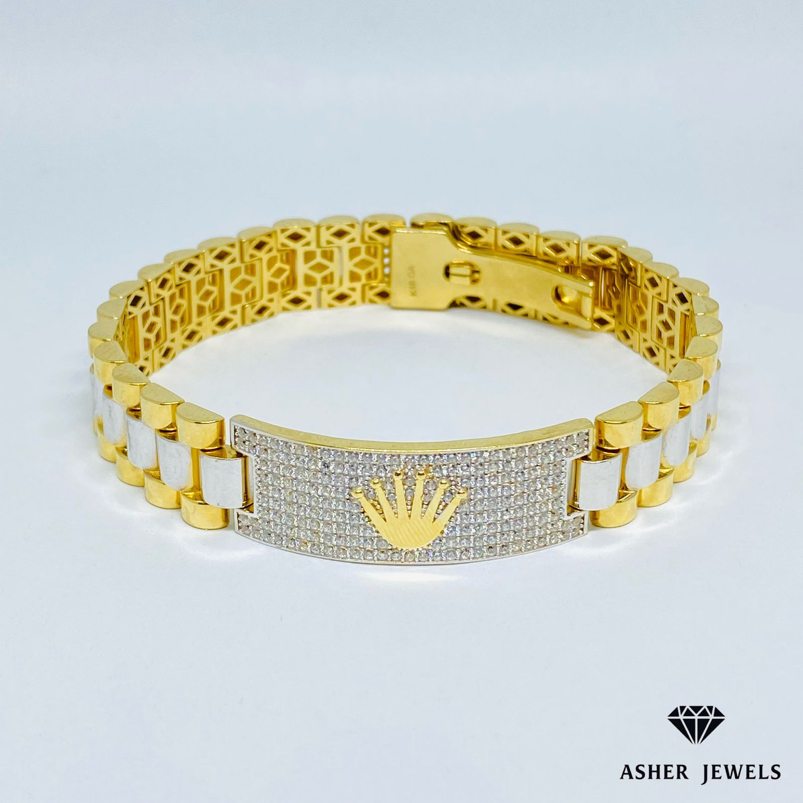 Two tone Rolex Bracelet with Russian Stone Size 8.5